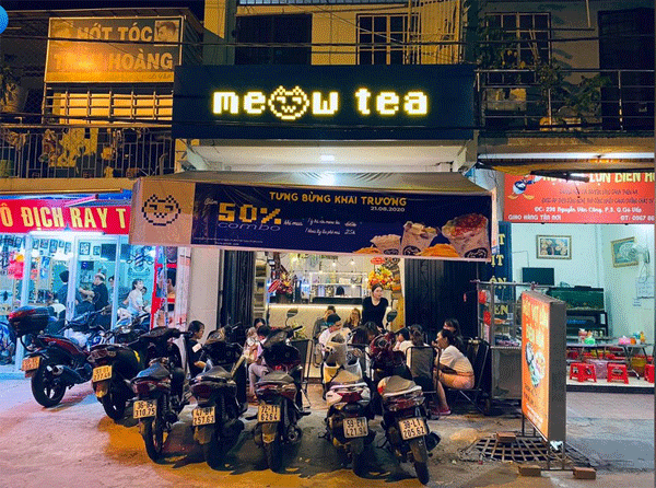 Sang quán trà sữa MeowTea quận Gò Vấp.